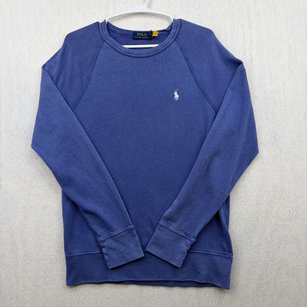 Polo Ralph Lauren Mens Blue Crewneck Raglan Sweatshirt Pony Logo Small